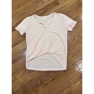 Nation Los Angeles‎ Peach 100% Pima Cotton Twist Hem Cuff Sleeve T-Shirt XS